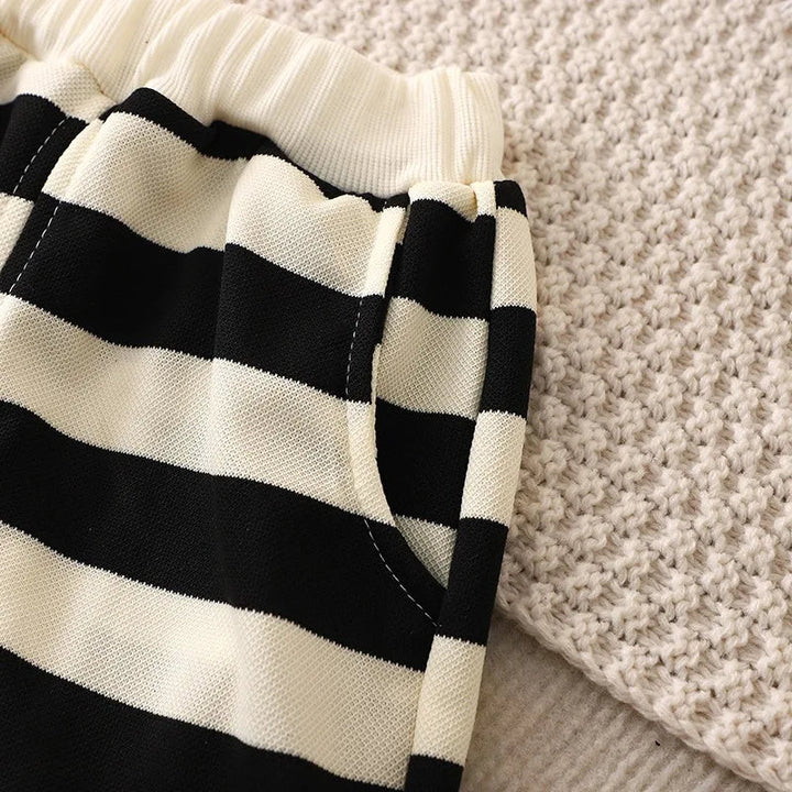 Close-up of the striped shorts&