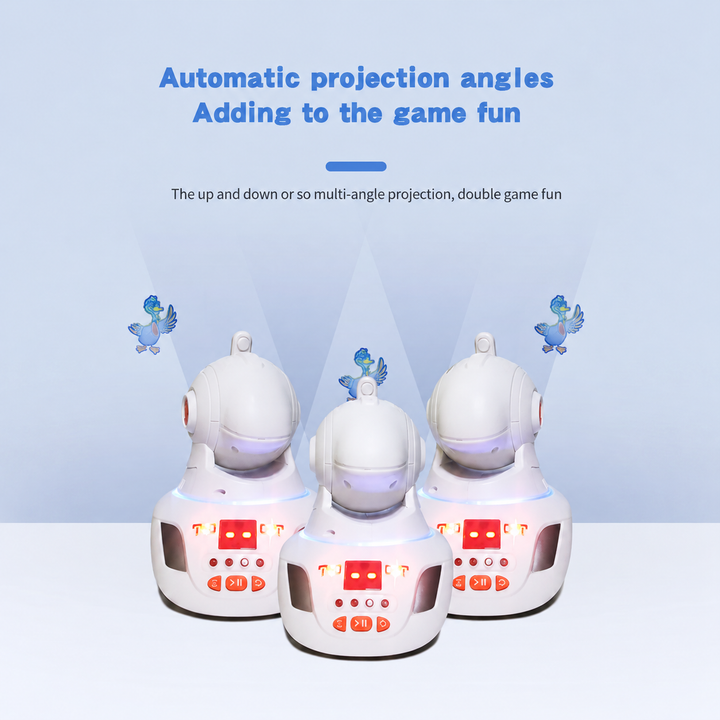 Diagram showing the tabletop projector head tilted to different projection angles.