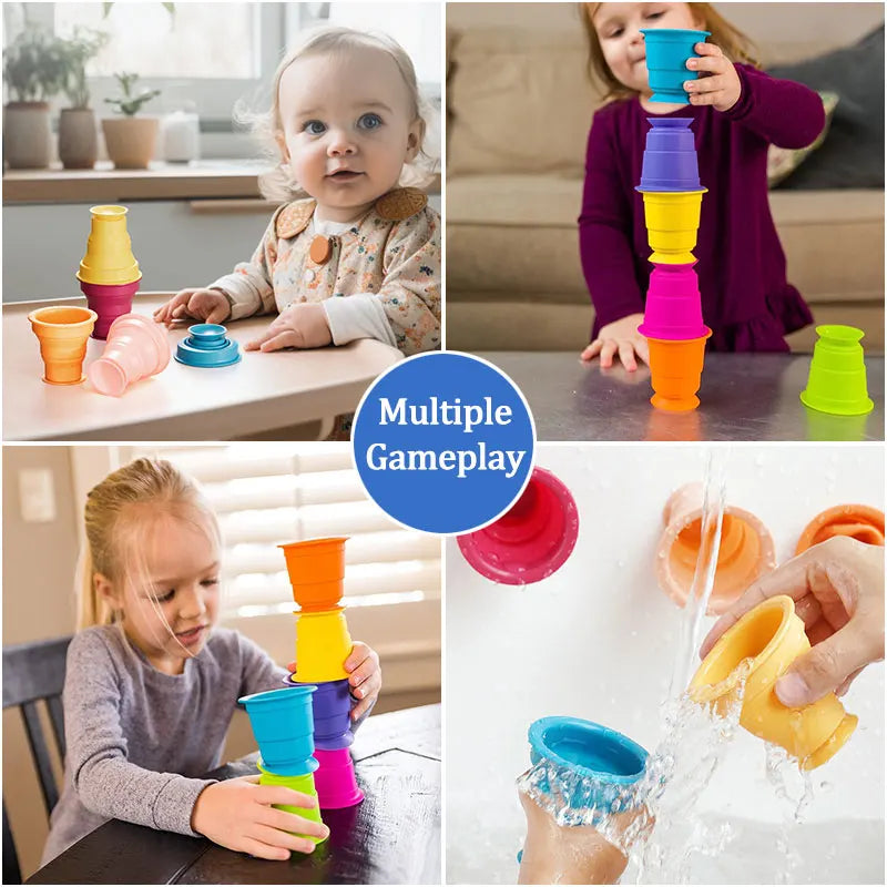 Colorful cups shown in children&