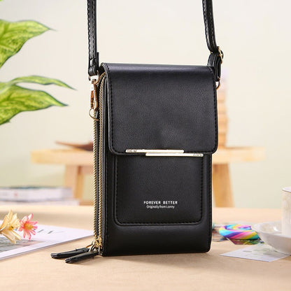 Talia Phone Crossbody Pouch Pu Leather Zipper Bag Product Image 01