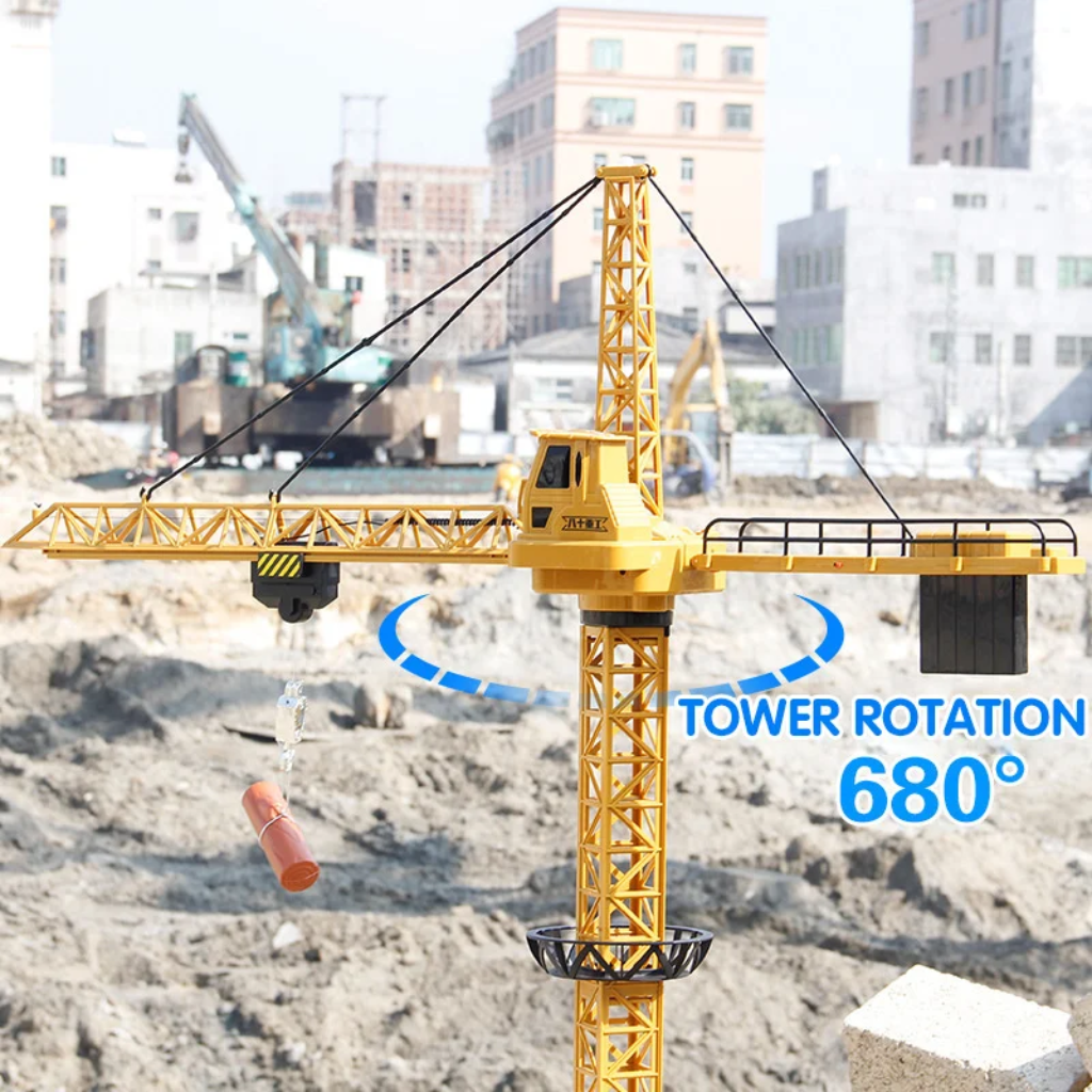 Tower crane graphic illustrating rotation of the horizontal arm.