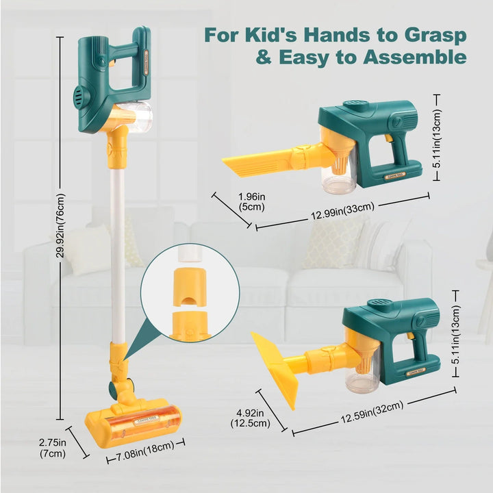 Measurements for the upright toy vacuum and two handheld setups