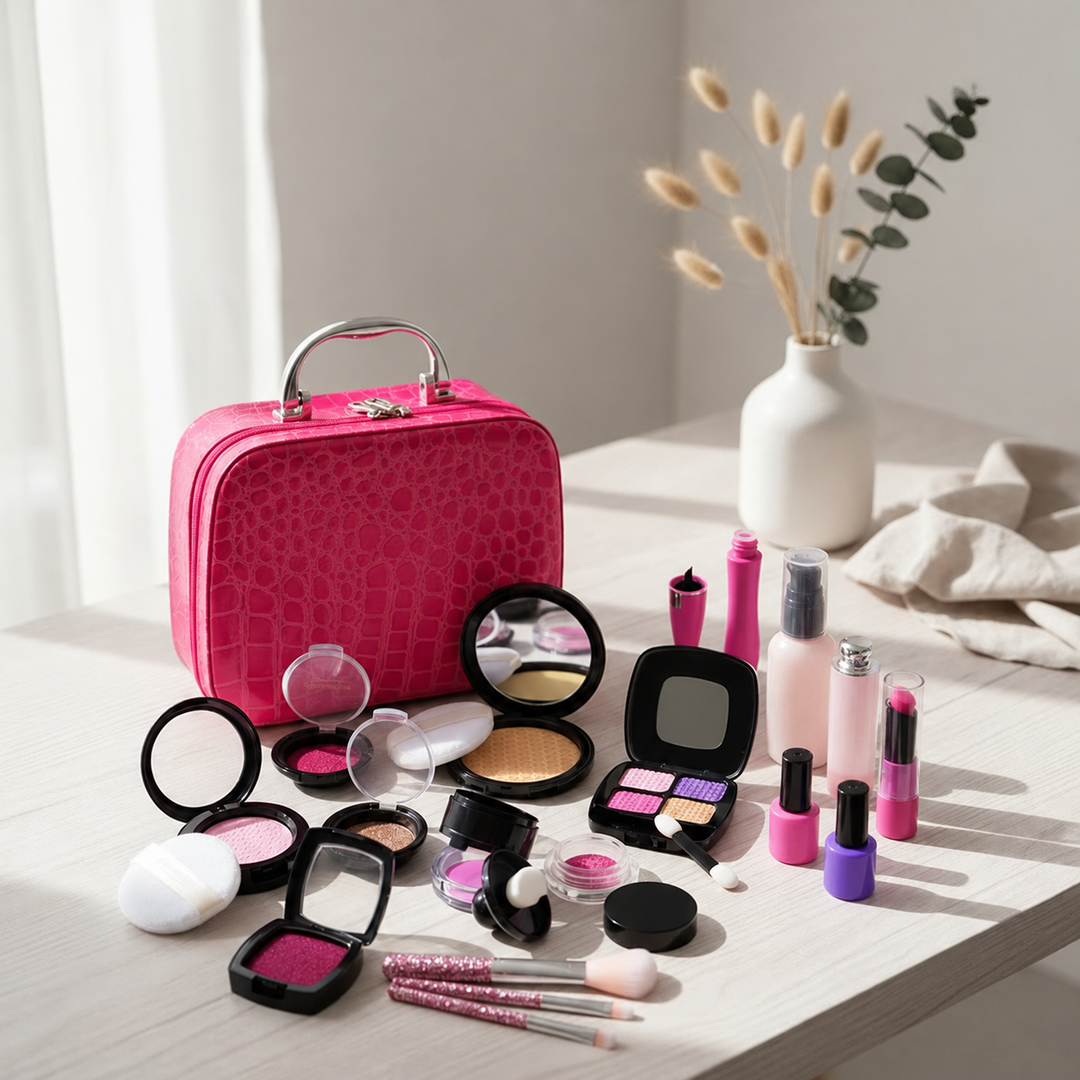 21-piece pretend makeup option with a pink carry case and assorted toy cosmetics
