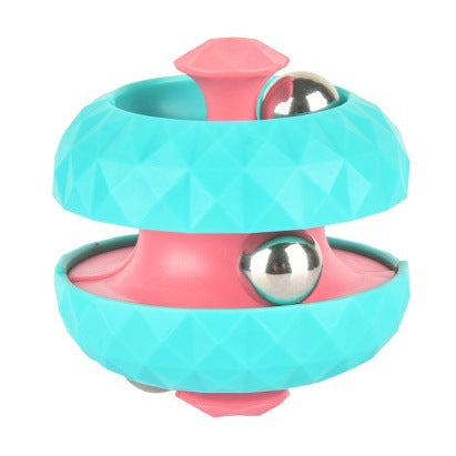 Green color option with turquoise outer bands, a pink center, and silver-colored balls.