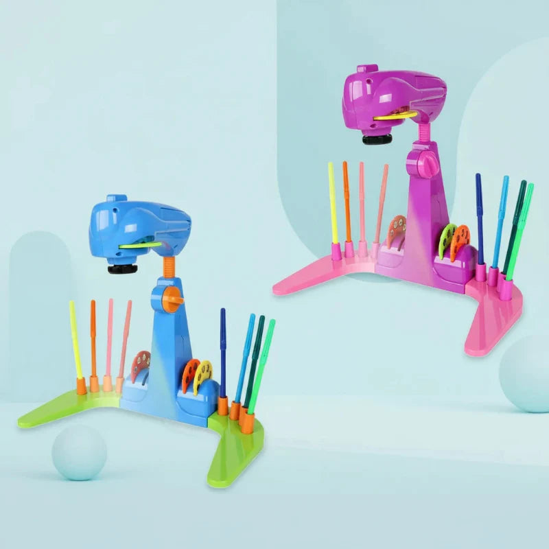 Blue and pink drawing projectors with upright drawing tools and stored slides.