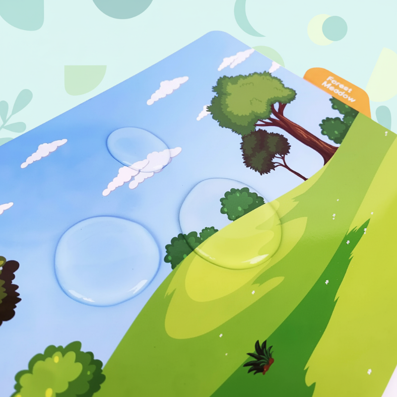 Close-up of water droplets on the sticker book&