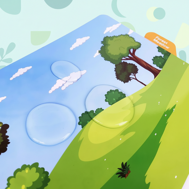Close-up of water droplets on the sticker book&
