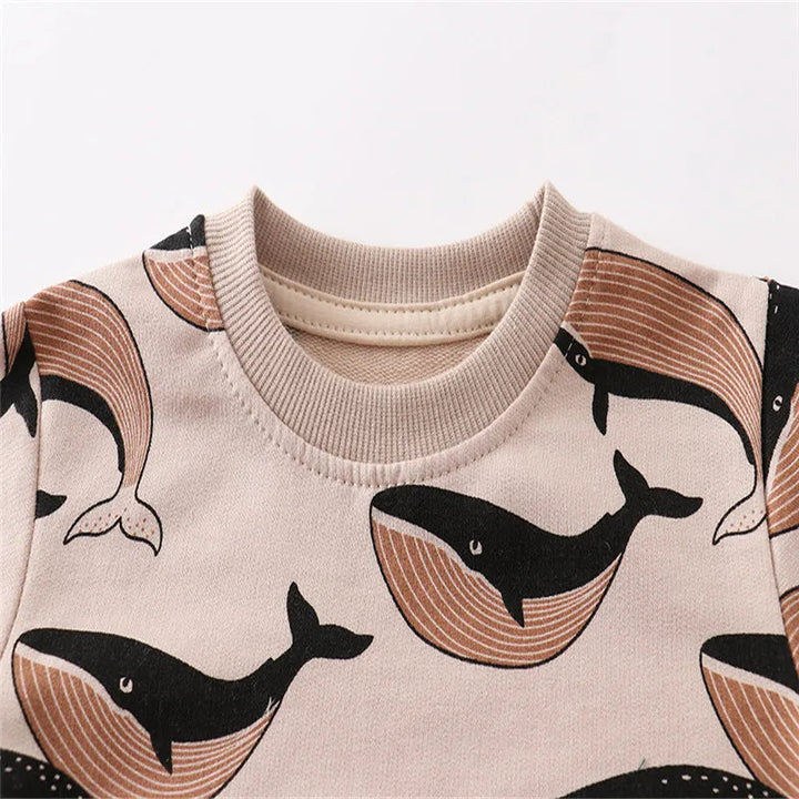 Brown whale-print kids&