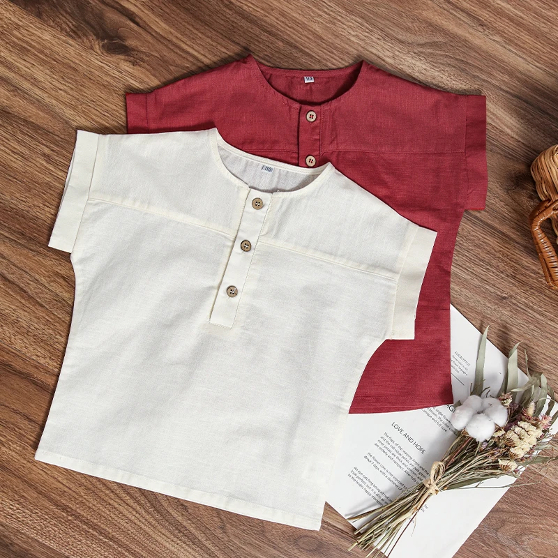 White and red button-detail boys&