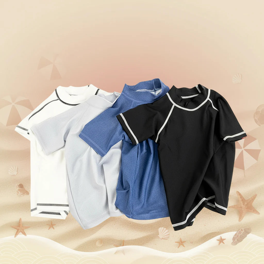 White, blue, and black short-sleeve kids&