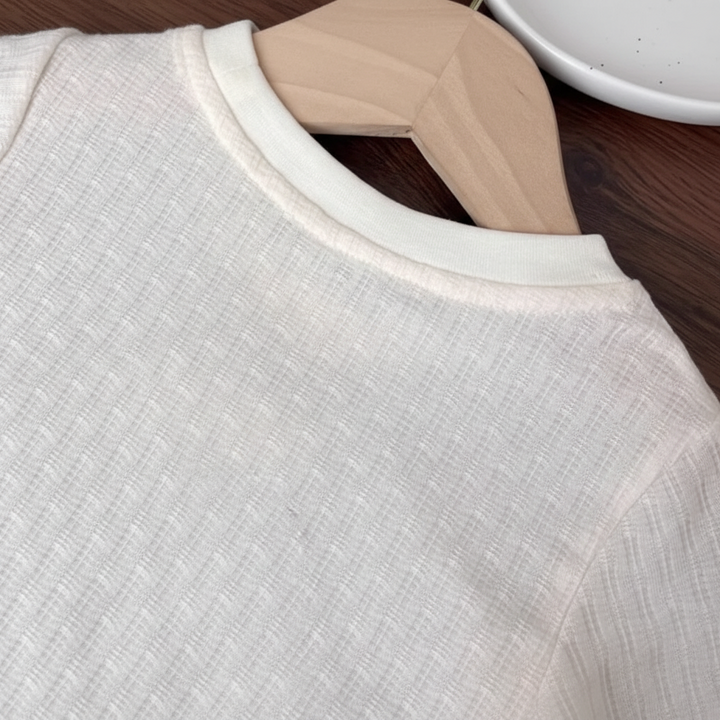 Close-up of the white cotton T-shirt&