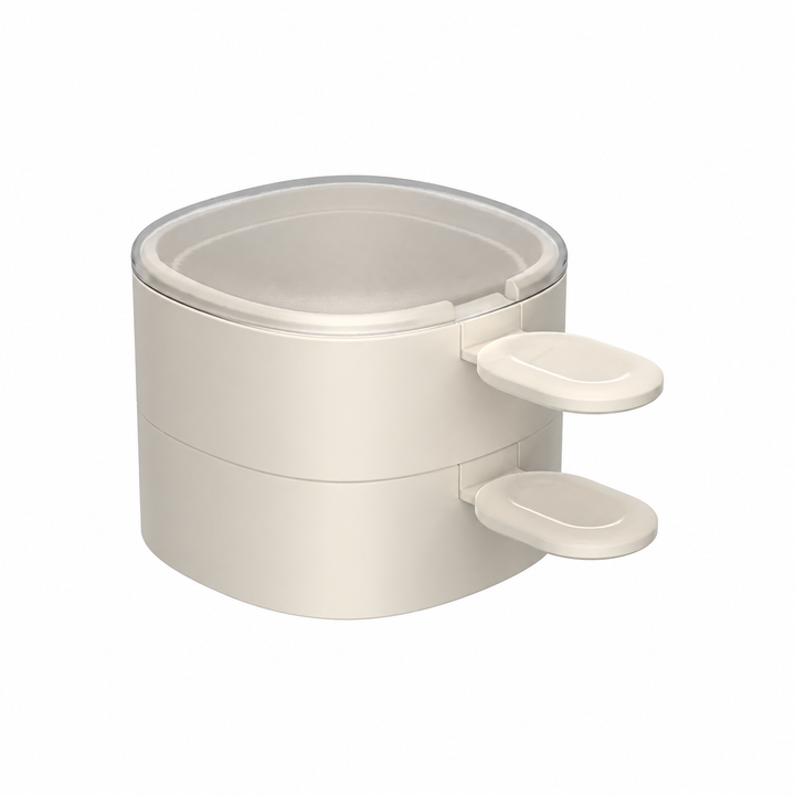 White two-mold option shown stacked with two matching spoons and a transparent top lid.