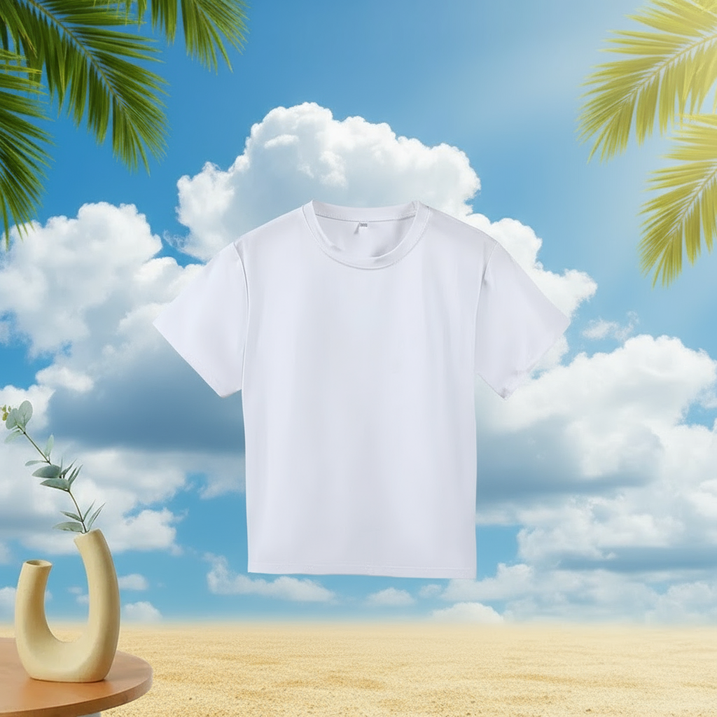 White crew-neck kids&