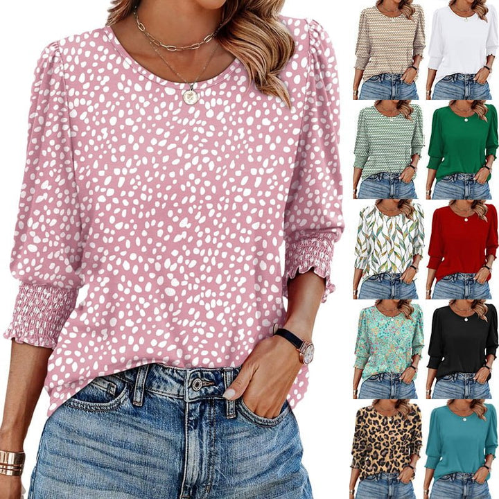 Willa Smocked Cuff Curved Hem Blouse Product Image 02