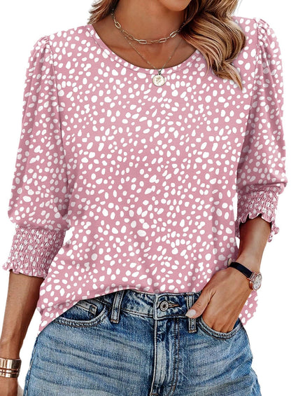 Willa Smocked Cuff Curved Hem Blouse Product Image 03