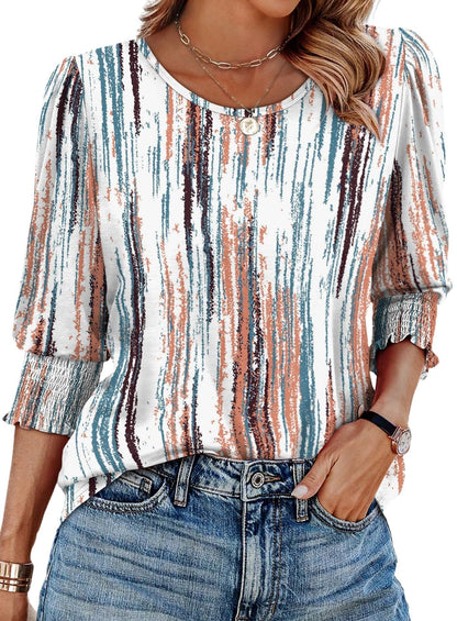 Willa Smocked Cuff Curved Hem Blouse Product Image 04