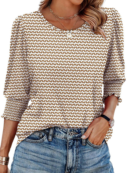Willa Smocked Cuff Curved Hem Blouse Product Image 11