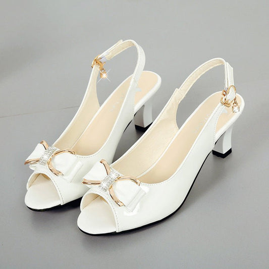 Willow Bow Accent Mid Heel Slingback Sandals Product Image 01