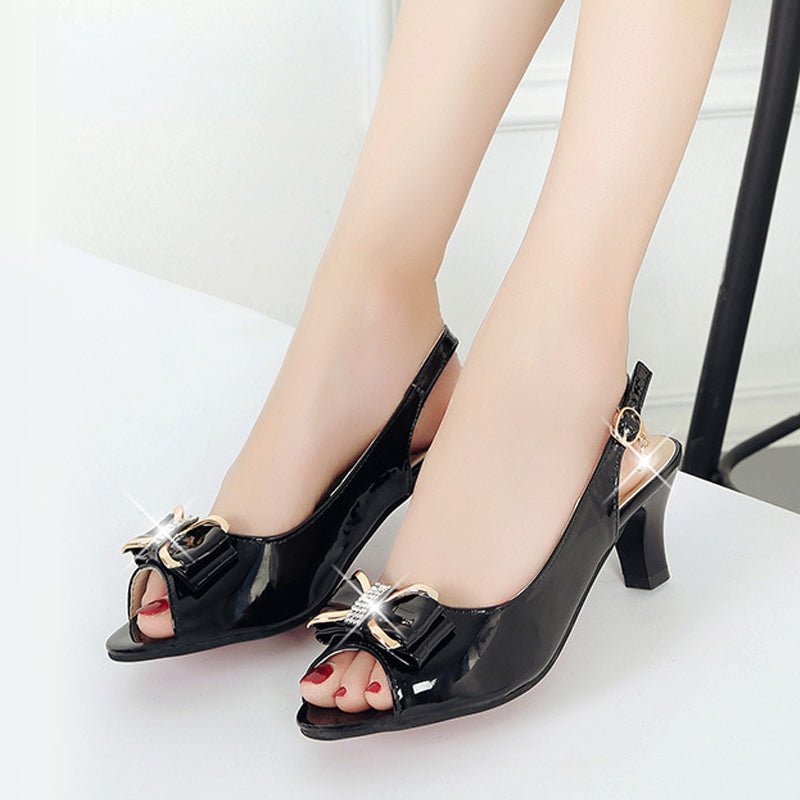 Willow Bow Accent Mid Heel Slingback Sandals Product Image 06