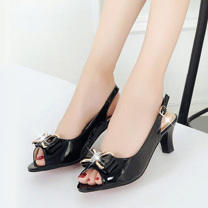 Willow Bow Accent Mid Heel Slingback Sandals Product Image 06
