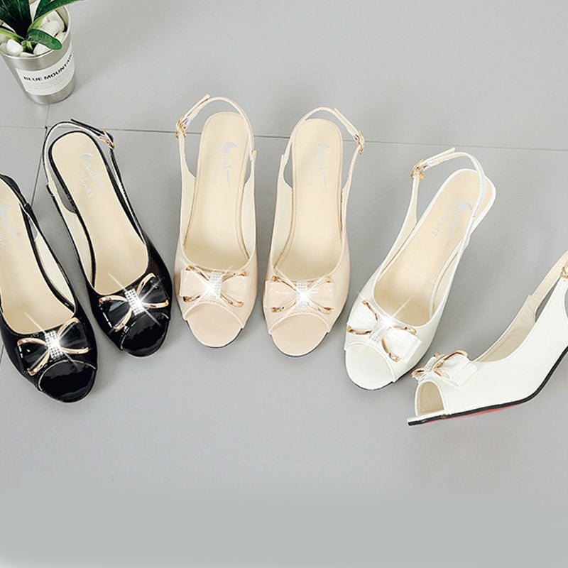 Willow Bow Accent Mid Heel Slingback Sandals Product Image 09