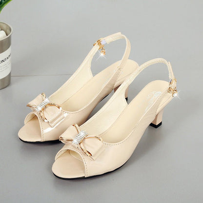 Willow Bow Accent Mid Heel Slingback Sandals Product Image 10