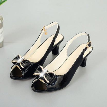 Willow Bow Accent Mid Heel Slingback Sandals Product Image 11