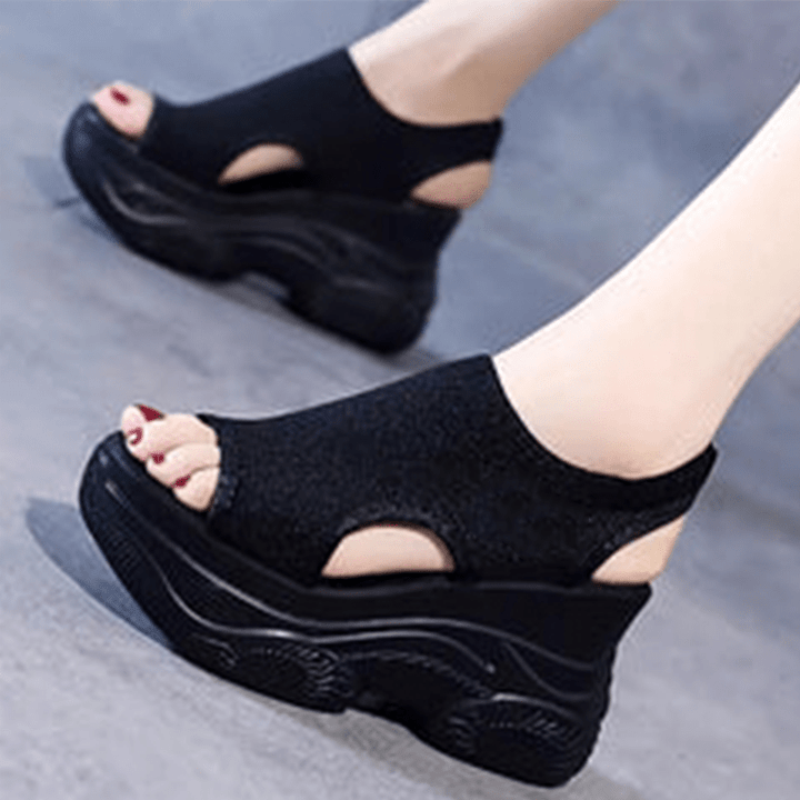 Willow Knit Open Toe Wedge Sandals Product Image 03