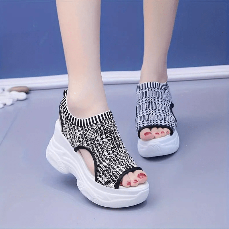 Willow Knit Open Toe Wedge Sandals Product Image 06