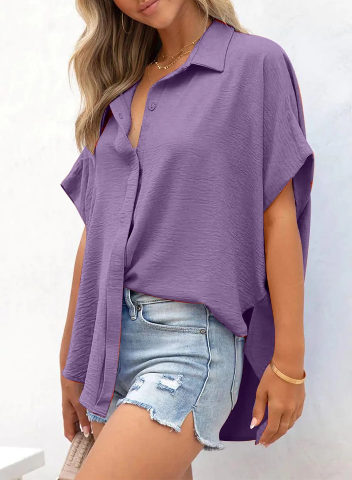 Willow Relaxed V Neck Button Blouse Product Image 05