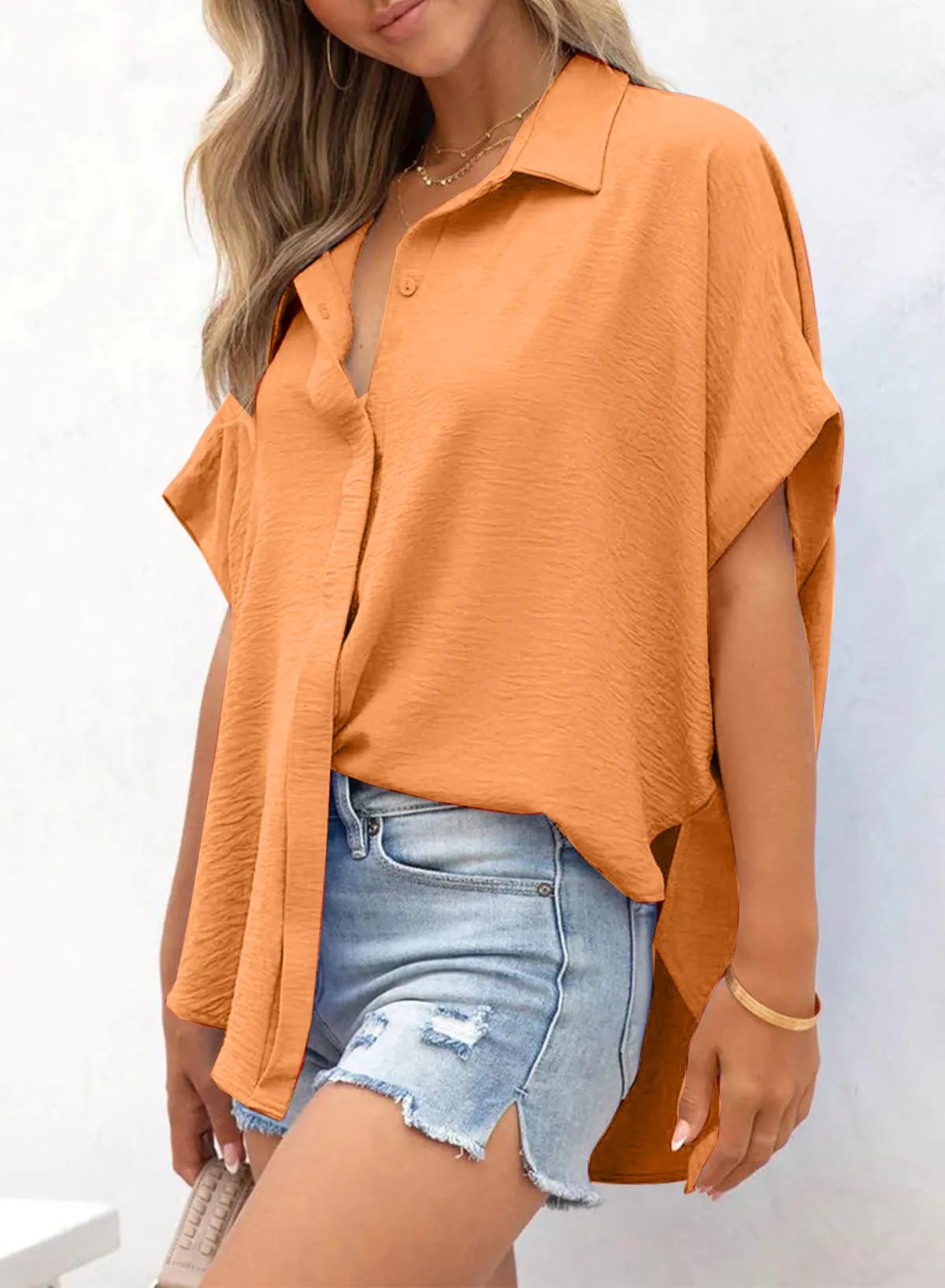 Willow Relaxed V Neck Button Blouse Product Image 07