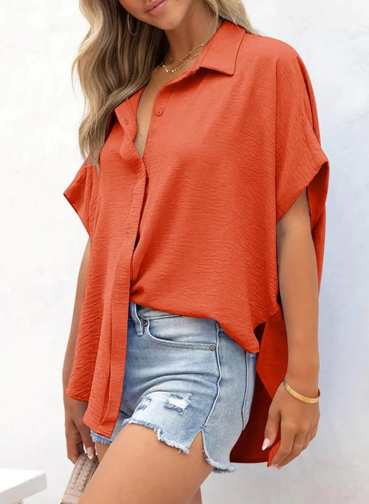 Willow Relaxed V Neck Button Blouse Product Image 08