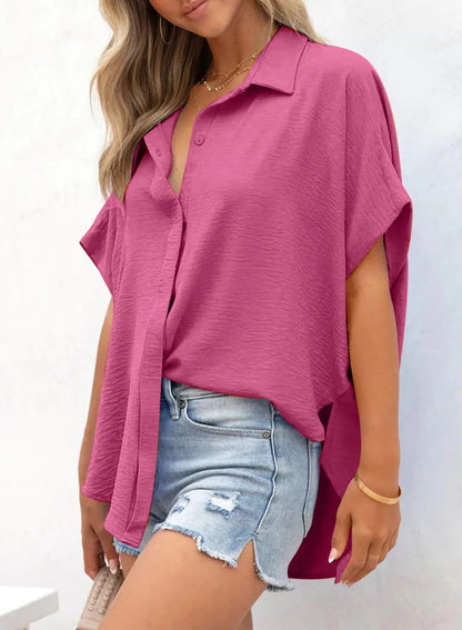 Willow Relaxed V Neck Button Blouse Product Image 10