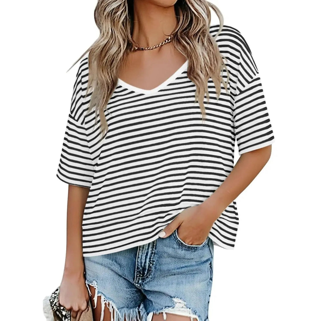 Womens V Neck Flowy Short Sleeve Top Product Image 11