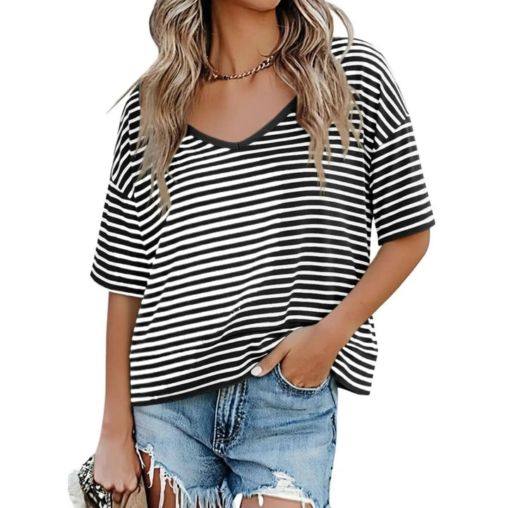 Womens V Neck Flowy Short Sleeve Top Product Image 14