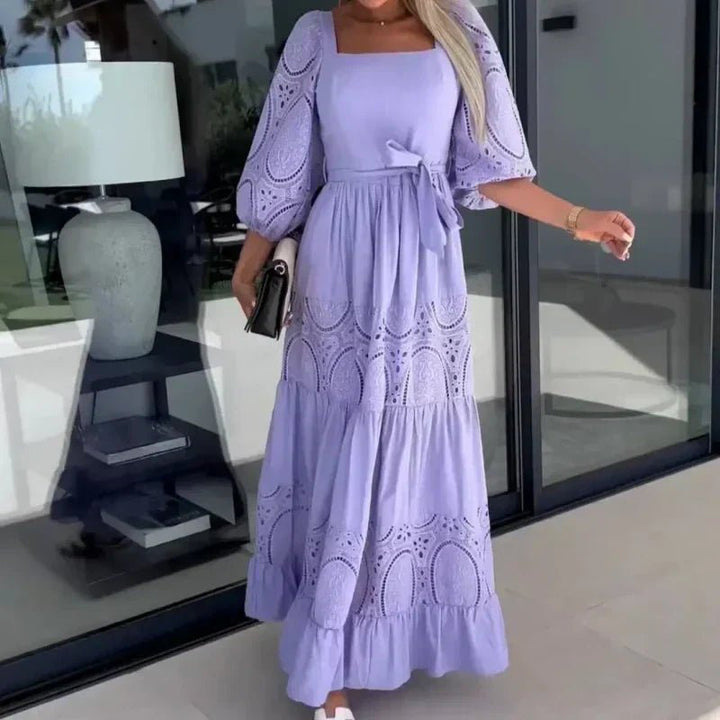 Wrenley Patchwork Tie Waist Maxi Dress Product Image 08