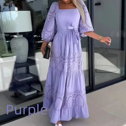 Wrenley Patchwork Tie Waist Maxi Dress Product Image 10