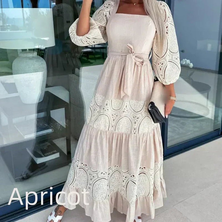 Wrenley Patchwork Tie Waist Maxi Dress Product Image 12