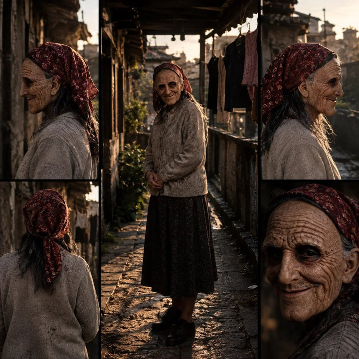 Wrinkled Latex Older Woman Mask Product Image 03