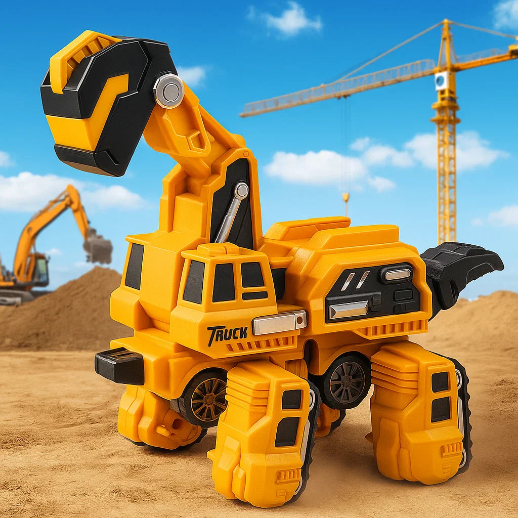 Yellow dinosaur construction toy with a raised neck and four chunky legs