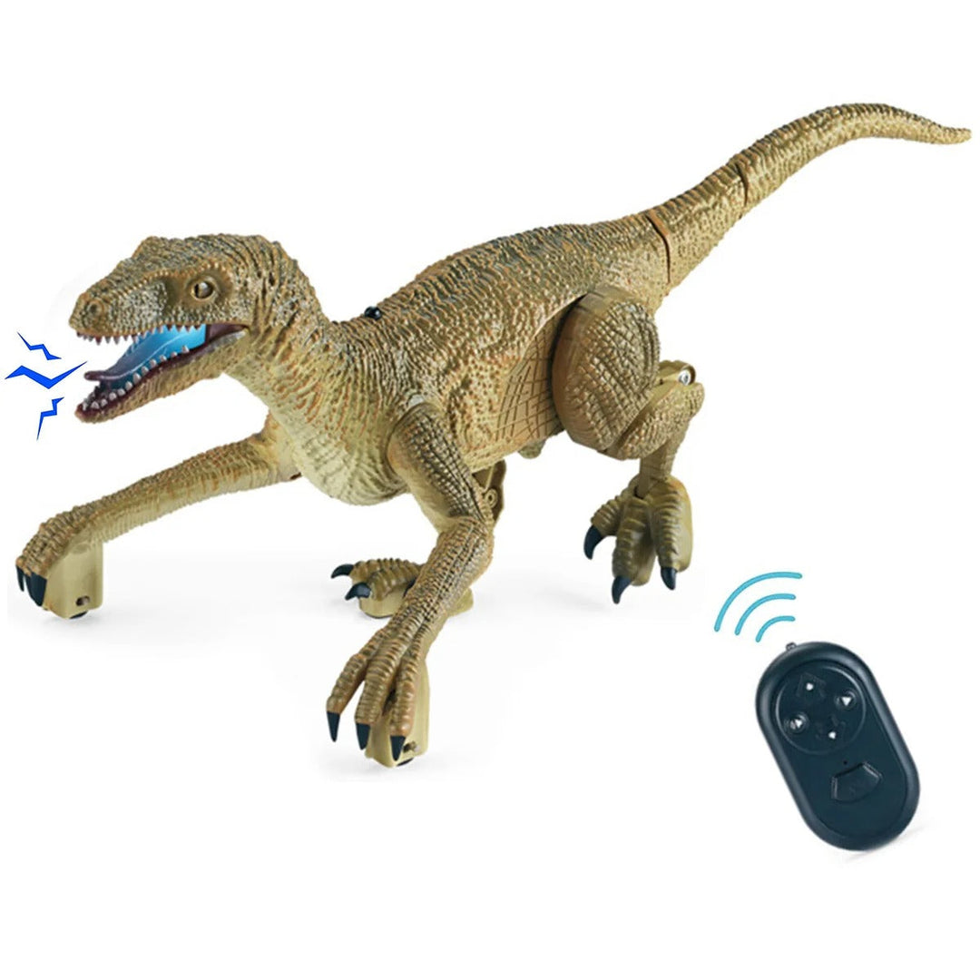Yellow remote control dinosaur with handheld controller