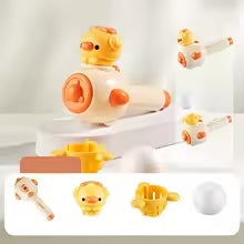 Yellow 2-in-1 blowing set with a chick-shaped attachment, basket, and white ball.